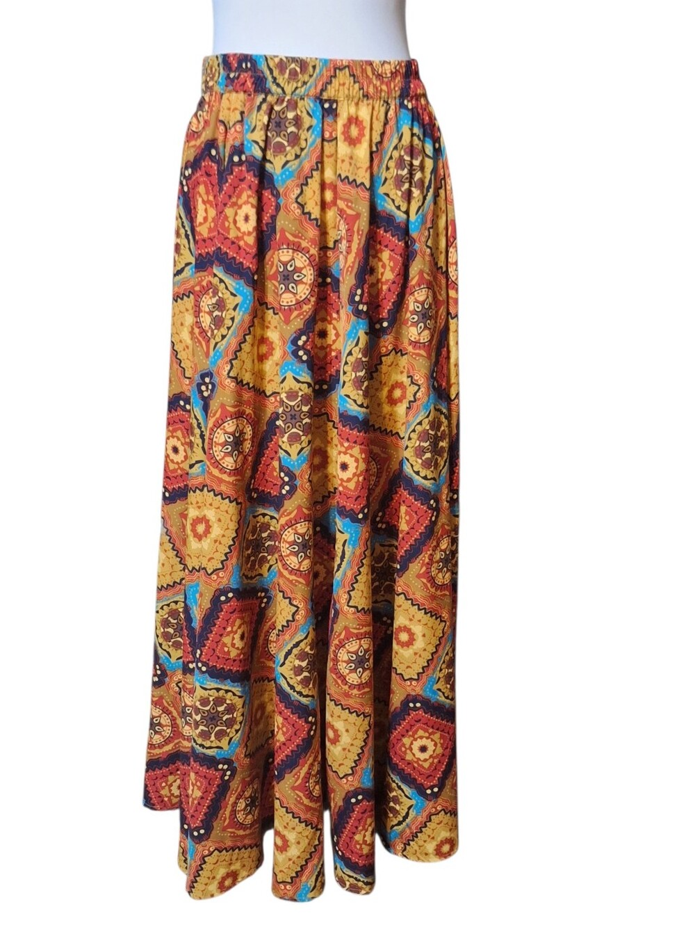 Patchwork Boho Festival Hippie Maxi Full Skirt Small Pull On Modest Pockets